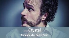  Presentation with fear - Cool new slide deck with fear man with intense expression white shirt backdrop and a seafoam green colored foreground