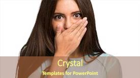  Presentation with mouth - PPT layouts having fear not - scared young woman with her background and a tawny brown colored foreground