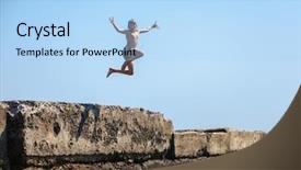  Presentation with hydrologic sea level rise - Slide set having fearless - boy jumping off cliff background and a light blue colored foreground