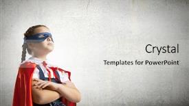  Presentation with hero - PPT theme consisting of fearless - girl of school age background and a light gray colored foreground
