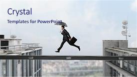  Presentation with difficulty - Cool new presentation design with fearless businessman overcoming difficulty mixed backdrop and a sky blue colored foreground