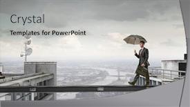  Presentation with difficulty - Amazing slide set having fearless-businessman-overcoming-difficulty-mixed backdrop and a light gray colored foreground