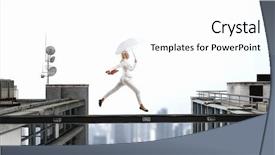  Presentation with difficulty - Beautiful slide deck featuring fearless businesswoman overcoming difficulty mixed backdrop and a white colored foreground