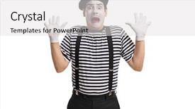  Presentation with mime - Presentation design having fears phobias - terrified mime artist isolated background and a light gray colored foreground