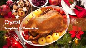  Presentation with duck - Beautiful PPT theme featuring feast - christmas roast duck served backdrop and a crimson colored foreground