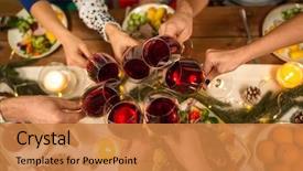  Presentation with christmas dinner - Beautiful slide deck featuring feast - holidays and celebration concept backdrop and a gold colored foreground