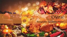 Presentation with rustic cowboy - Colorful PPT theme enhanced with feast - roasted whole turkey on festive backdrop and a gold colored foreground