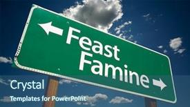  Presentation with famine - PPT theme enhanced with feast or famine road sign background and a ocean colored foreground