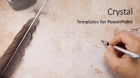  Presentation with feather pen ink - Cool new presentation with feather and male hand backdrop and a soft green colored foreground