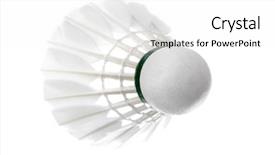  Presentation with white badminton shuttlecock - Cool new PPT theme with feather badminton shuttlecock isolated backdrop and a white colored foreground