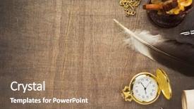  Presentation with wood type design - PPT theme featuring feather candle - retro design concept at wooden background and a coral colored foreground