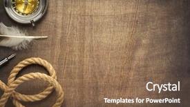  Presentation with wooden christian cross religious concept - PPT theme with feather candle - retro design concept at wooden background and a tawny brown colored foreground