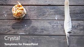  Presentation with funeral candle burning - Audience pleasing slide set consisting of feather-for-writing backdrop and a gray colored foreground