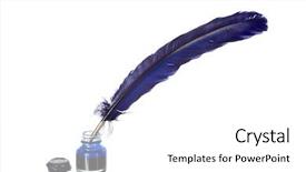  Presentation with old feather pen - Presentation having feather in an antique ink background and a white colored foreground