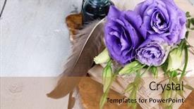  Presentation with old letter sealed envelope - Slides consisting of feather ink set - old letters and flowers background and a coral colored foreground