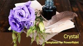  Presentation with letters - Presentation theme featuring feather ink set - old letters and flowers background and a tawny brown colored foreground