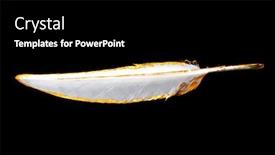  Presentation with feather pen - Audience pleasing slide set consisting of feather-is-covered-with-gold backdrop and a black colored foreground