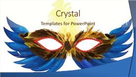  Presentation with feather - Audience pleasing slides consisting of feather mask in a white background backdrop and a cream colored foreground