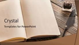  Presentation with feather pen - Presentation theme having feather pen and blank notebook background and a lemonade colored foreground