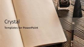  Presentation with feather pen - Presentation having feather pen and blank notebook background and a soft green colored foreground