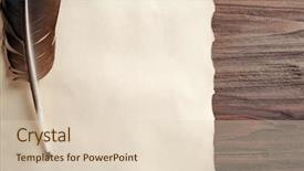  Presentation with feather pen - Presentation theme having feather pen and blank paper background and a lemonade colored foreground