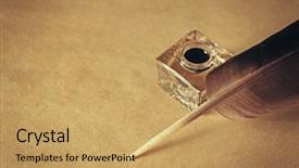  Presentation with feather pen - Theme enhanced with feather pen and inkwell background and a yellow colored foreground