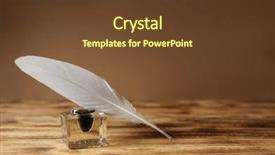  Presentation with feather pen - Slide deck with feather pen and inkwell background and a tawny brown colored foreground