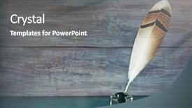  Presentation with feather pen - Slides with feather pen in inkwell background and a gray colored foreground