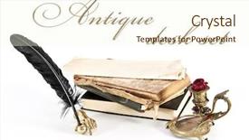  Presentation with feather pen - Presentation theme enhanced with feather pen ink - antique desk set and books background and a cream colored foreground
