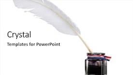  Presentation with feather pen ink - Theme with northern flicker clinging to side of tree background and a ocean colored foreground