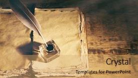  Presentation with feather pen - Presentation with feather pen with inkwell background and a yellow colored foreground