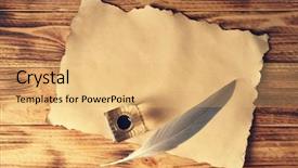  Presentation with feather pen - Audience pleasing presentation consisting of feather pen with inkwell backdrop and a yellow colored foreground