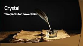 Presentation with feather pen - Presentation theme enhanced with feather pen with inkwell background and a black colored foreground
