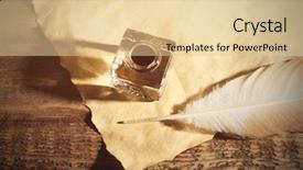  Presentation with feather pen - Colorful theme enhanced with feather pen with inkwell backdrop and a lemonade colored foreground