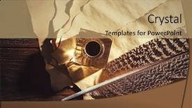  Presentation with feather pen - Colorful slides enhanced with feather pen with inkwell backdrop and a coral colored foreground