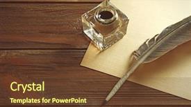  Presentation with feather pen - Slides with feather pen with inkwell background and a tawny brown colored foreground