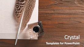  Presentation with feather pen - Audience pleasing slides consisting of feather pen with inkwell backdrop and a tawny brown colored foreground