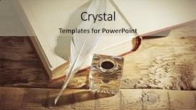  Presentation with feather pen - Theme consisting of feather pen with inkwell background and a soft green colored foreground