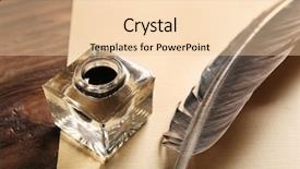  Presentation with feather pen - Theme enhanced with feather pen with inkwell background and a lemonade colored foreground