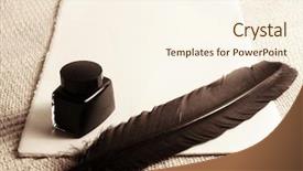  Presentation with feather pen ink - Presentation theme enhanced with feather quill and inkwell background and a cream colored foreground