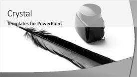  Presentation with feather - Beautiful PPT theme featuring volleyball net on black as design element backdrop and a wine colored foreground