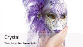  Presentation with carnival - Cool new PPT theme with feather touch - beautiful young woman in carnival backdrop and a  colored foreground