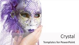  Presentation with hero mask woman - Theme featuring feather touch - beautiful young woman in carnival background and a sky blue colored foreground