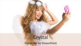  Presentation with angel wings - Presentation design with feather wings on white byod background and a coral colored foreground