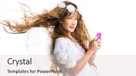  Presentation with angel wings - Amazing PPT theme having feather wings on white byod backdrop and a light gray colored foreground