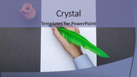  Presentation with english literature vintage - Theme featuring feathered pen letter - vintage concept with feather background and a teal colored foreground