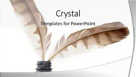  Presentation with feather pen ink - Colorful theme enhanced with feathers and ink bottle backdrop and a white colored foreground