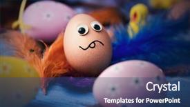  Presentation with egg - Slide set consisting of feathers and more decorated eggs background and a ocean colored foreground