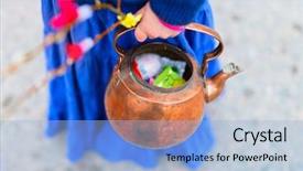  Presentation with palm sunday - Slide set with feathers for easter palm sunday background and a light blue colored foreground