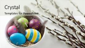  Presentation with holidays - Amazing presentation design having feathers in bowl and pussy backdrop and a soft green colored foreground